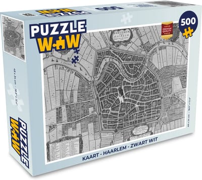 Puzzel Kaart - Haarlem - Zwart Wit - Legpuzzel - Puzzel 500 stukjes