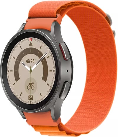 Strap-it Alpine nylon bandje - geschikt voor Samsung Galaxy Watch 4 (Classic) / Watch 5 (Pro) / Watch 6 (Classic) / Watch 7 40 & 44mm / Watch FE - oranje