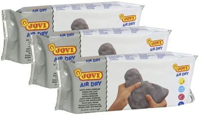 Jovi Kinder speelgoed klei - 3x - 500 gram - kleur betongrijs - Boetseer klei - boetseren - speelgoed - kinderen