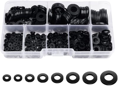 Ynkkvre - nylon ring set - 500-delige - zwarte platte afstandsringen - compatibel met M2 M2.5 M3 M4 M5 M6 M8 M10