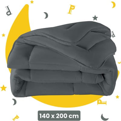 Sleep Comfy - Deluxe 2-in-1 Dekbed - 140x200 cm - Antraciet - Dekbed zonder overtrek - Ademend & Anti Allergie - All Year Dekbed - Stijl, Comfort en Innovatie voor Elke Nacht - Zomerdekbed & Winterdekbed