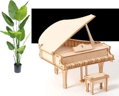 3D Bouwpakket piano "Vintage vleugelpiano met spadepoten" van hout | Volwassenen en kinderen 12+ | STEM vleugelpiano 3D Modelbouw Grand Piano muziekinstrument puzzel | DIY doe het zelf knutselen