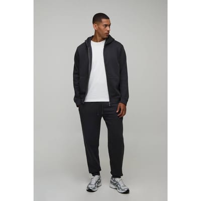 Regular Trainingspak Met Rits En Capuchon En Rechte Pijpen Met Boordjes | Charcoal | Size XS