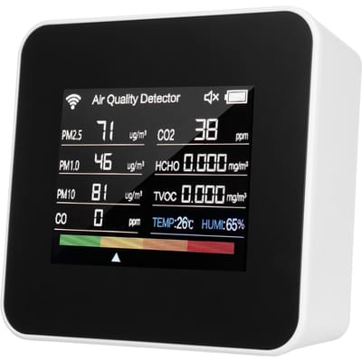 14-in-1 Indoor Luchtkwaliteit Monitor Tuya WiFi Luchtkwaliteit Detector Detecteert CO₂ CO TVOC HCHO wit