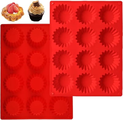 Herbruikbare Muffin- en Cupcakevorm met 12 Cavities - Siliconen Bakvorm voor Mini Cakes, Non-Stick en Vaatwasserbestendig, Perfect voor Brownies en Gebak