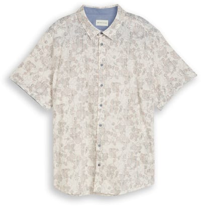 Tom Tailor - Plus Size - Korte mouwen overhemd met patroon - Maat 2XL - off white irregular design