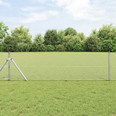 vidaXL - zeshoekig - gaashek - met - grondbevestiging - 10 - x - 0,6 - m - zilver - Mesh