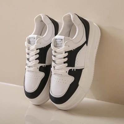 Platform Witte Schoenen Lente en Herfst Dames Veelzijdig Ademend Casual Retro Boardschoenen Sportschoenen 40 zwart