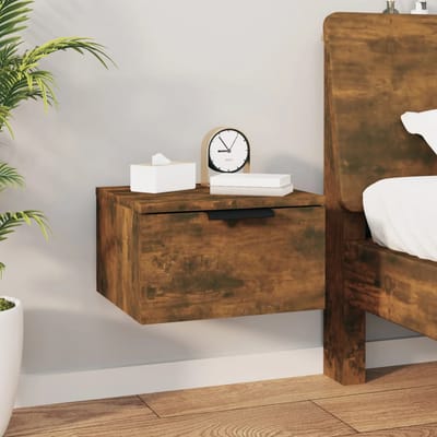 vidaXL - Nachtkastjes - 2 - st - wandgemonteerd - 34x30x20 - cm - gerookt - eikenkleur