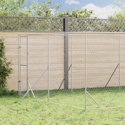 vidaXL - Hondenkennel - voor - buiten - 4x12x2 - m - gegalvaniseerd - staal - zilver