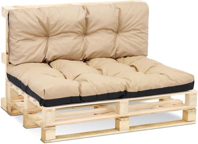 Set Kussens voor Palletmeubels Buiten: Dik Zit- en Rugkussen Beige