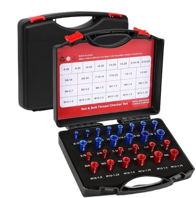 Schroefdraadmeter Set - Moer Schroef Tester - Snelle Identificatie - 26 Delige Set - Metrisch Inch - Aluminium