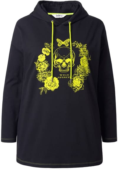 Angel of Style - Dames - Hoodie loose fit doodshoofd - Zwart - Maat 42