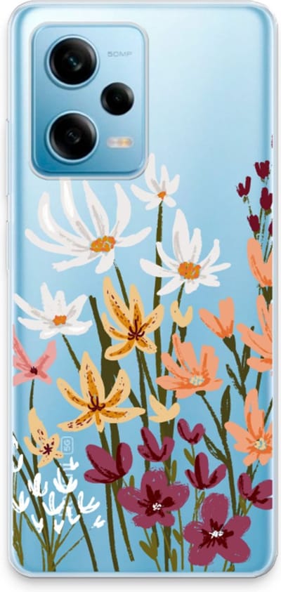 Case Company® - Hoesje geschikt voor Xiaomi Redmi Note 12 Pro 5G hoesje - Painted wildflowers - Soft Cover Telefoonhoesje - Bescherming aan alle Kanten en Schermrand