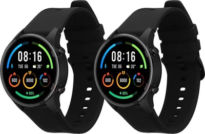 kwmobile 2x horlogebandjes geschikt voor Xiaomi Mi Watch Color Sport / S1 Active bandje - Smartwatch bandjes van TPU - Activity tracker horloge band in zwart / zwart