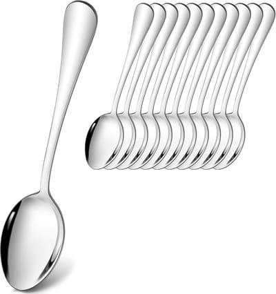 JHUBERS- Tafellepels Set van 12 - Roestvrij Stalen Eetlepels - Soeplepelset 20,8 cm - Moderne Menulepels - Ronde Handgrepen - Gladde Randen
