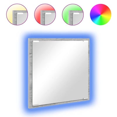 vidaXL - LED - Badkamerspiegel - Grijs - Sonoma - 40 - x - 37 - x - 8.5 - cm - Bewerkt - hout