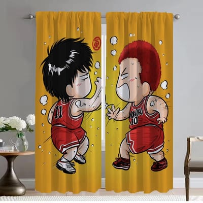 Slam Dunk Verduisteringsgordijnen 2 Stuks Raamgordijn voor Kamer 2 Paneel Halloween Decoratie Home Interieur Gordijnen Scheiding Kind W50xH70cmx2pcs-CL black