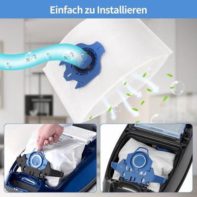 Allecto Plus - Set van 2 Motorfilters en 2 HEPA-filters & 10 Stofzuigerzakken voor Miele Stofzuigers GN S2 S4 S5 S6 S8 Serie Compact C1 C2 Complete C2 C3 (Blauw 2 Filters + 10 Zakken + 2 Filters)