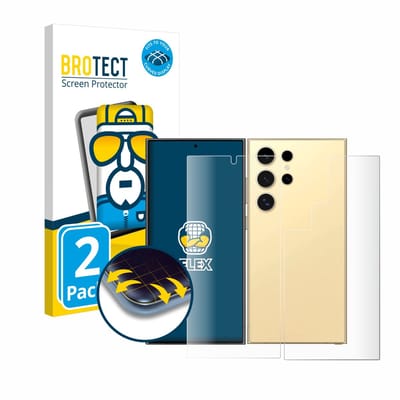 BROTECT - Screenprotector voor Samsung Galaxy S24 Ultra (case-friendly) (Voor+Achter) - Folie Beschermfolie transparant volledig dekking - 2 Stuks