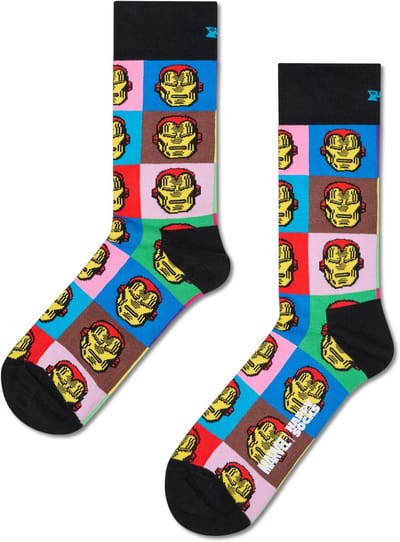 Happy Socks MARVEL Avengers Iron Man Sock - unisex sokken - zwart - Unisex - Maat: 41 - 46