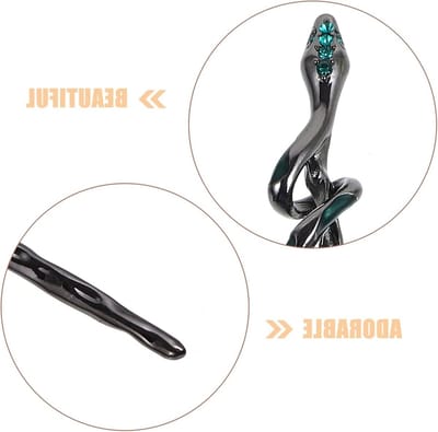 2-delige slangenhaar chopsticks voor haarstyling, Chinese Hanfu haaraccessoires, haarspeld en haarpin voor chignon, zwart