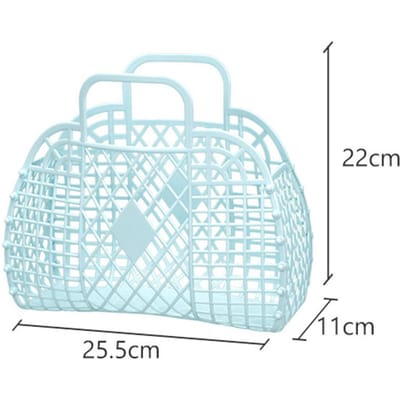Panier de Rangement Creux en Plastique Réutilisable Portable Pliable Sac pour Plage Maison Chevet Shopping Jouets Vêtements Bleu 250x110x220mm/9.84x4.33x8.66in bleu