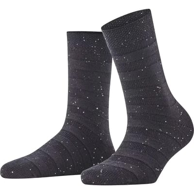 FALKE Sparkle Stripes eenkleurig wol sokken dames zwart - maat 35-38
