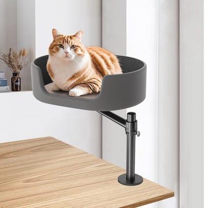Kattenbed voor Bureau - Eenvoudig Te Monteren, Geschikt voor Katten en Kleine Honden Tot 10 kg