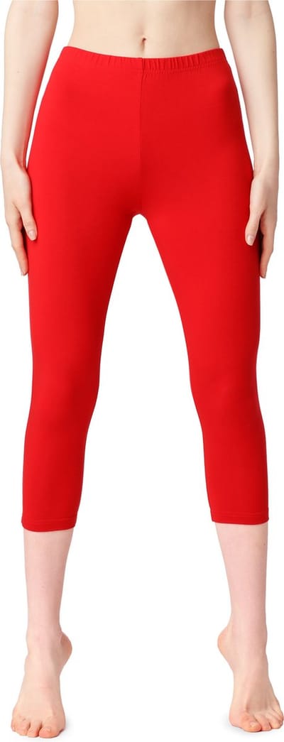 Bellivalini Dames Leggings - Sport - Vrijetijdsbroek - Katoen - ¾ Lang - Rood - S - BLV-BLV50-199-LE