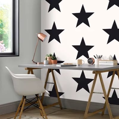 Noordwand - Behang - Friends - & - Coffee - Big - Stars - zwart - en - wit