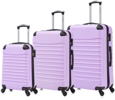 Travelerz Rome Kofferset 3-Delig – Handbagage 39L + Large 69L + Extra Large 95L – Lichtgewicht ABS – Spinner Wielen – Licht Paars – Met Cijferslot
