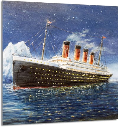TMK ArtDeko Titanic - Glazen Beschermpaneel - 60x65cm - Geschikt voor Alle Soorten Fornuizen - Veelzijdig Gebruik