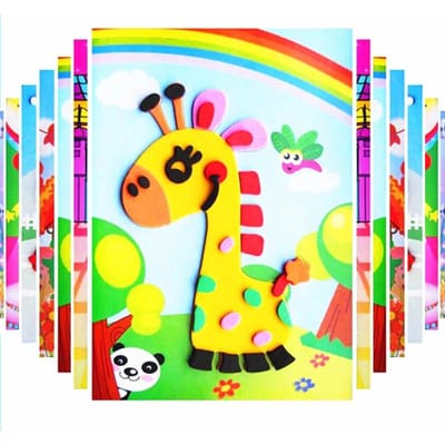 1020 stuks slot 3D EVA Schuim Sticker DIY Cartoon Dier Puzzel voor Kinderen Kinderen Multi-patronen Stijlen Speelgoed voor Kinderen Cadeau yellow