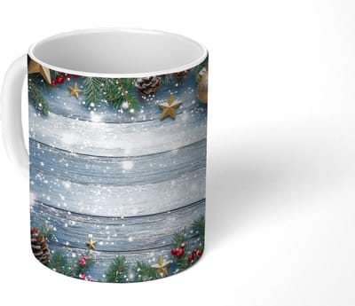 Mok - Koffiemok - Kerstomlijsting - Sneeuw - Meerkleurig - Mokken - 350 ML - Beker - Koffiemokken - Theemok