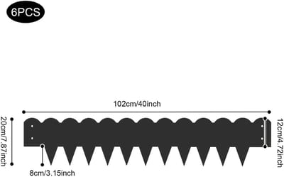 Zwarte Buigbare Tuinrand – Weerbestendige Stalen Graskant Afboording – 102 x 20 cm – Tuin Border voor Gazons, Paden en Terras – Zwart