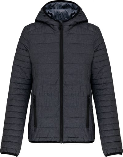 Kariban Ladies' lightweight hooded padded jacket K6111 - Marl Dark Grey - XS