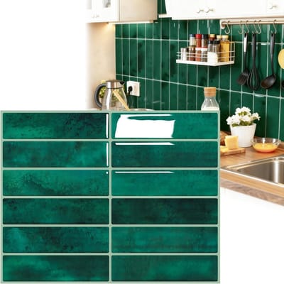 Set van 10 Zelfklevende Badkamer Tegels 29 x 22,9 cm, Water- en Oliebestendig, 3D Wanddecoratie voor Glad en Niet-Poreus Muuroppervlak