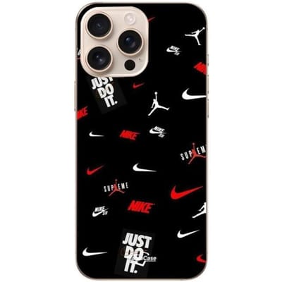 Coque Iphone 16 Pro - NIKE JORDAN - Maniacase - Souple - Blanc Rouge - Noir blanc