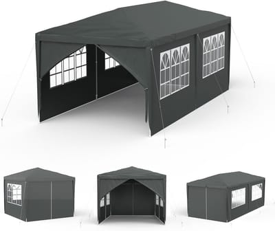 Waterdichte Partytent - Tuinpaviljoen Outdoor - Feestelijke Bijeenkomsten - Met Afneembare Zijwanden - 3 x 6 Meter - Antraciet