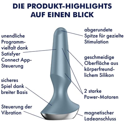Satisfyer plugvibrator met app-bediening, Plug-ilicious 2, waterdicht, huidvriendelijke siliconen