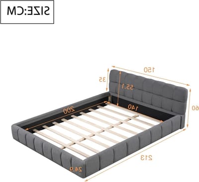 Gestoffeerd Bed - Tweepersoonsbed Linnen - Slaapkamer Meubel - Ingebed Matras Design - 140x200 cm - Grijs