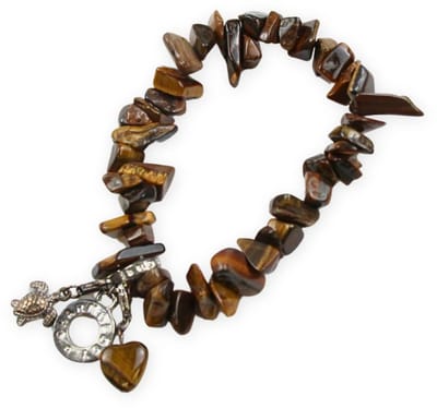 Split armband Tijgeroog met bedels