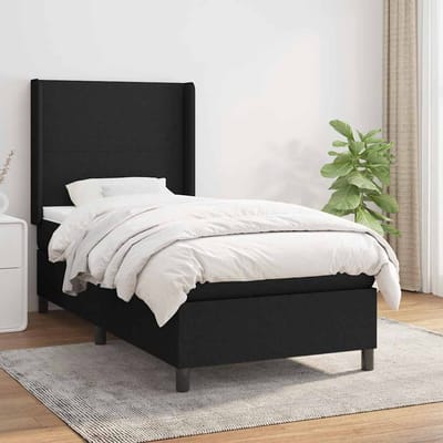 vidaXL - Boxspring - met - matras - stof - zwart - 90x190 - cm