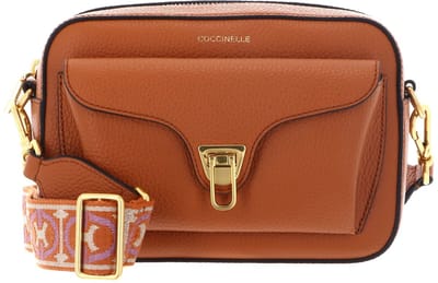 COCCINELLE Leren schoudertas Beat Soft Ribb Crossbody Bag Grained Leather Crab Lichtbruin