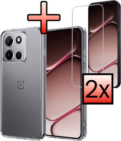 Hoesje - Met 2x Screenprotector - Geschikt voor OnePlus Nord 6 - Sterk & Shockproof - Back Cover - Siliconen Case - Telefoon Hoes - Transparant