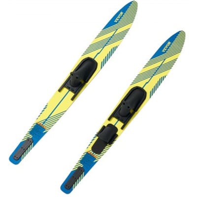 VEVOR Waterski's (1702 mm) met X-9 verstelbare hoefijzerbindingen en gevoerde achterteenplaat, hoogglans UV-coating, waterski-combo voor volwassenen tot 136 kg