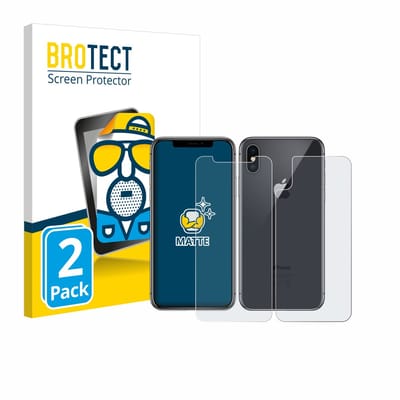 BROTECT - Screenprotector voor Apple iPhone X / Xs (Voorkant + Achterkant) - Folie Beschermfolie matte 2 Stuks