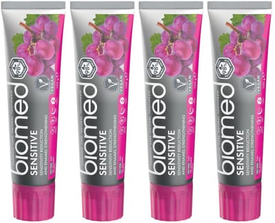 BIOMED Sensitive - Tandpasta voor gevoelige tanden - Versterkend, fluoridevrij, 4-pack