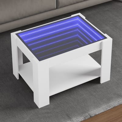 vidaXL - Salontafel - met - LED - 73x53x45 - cm - bewerkt - hout - wit